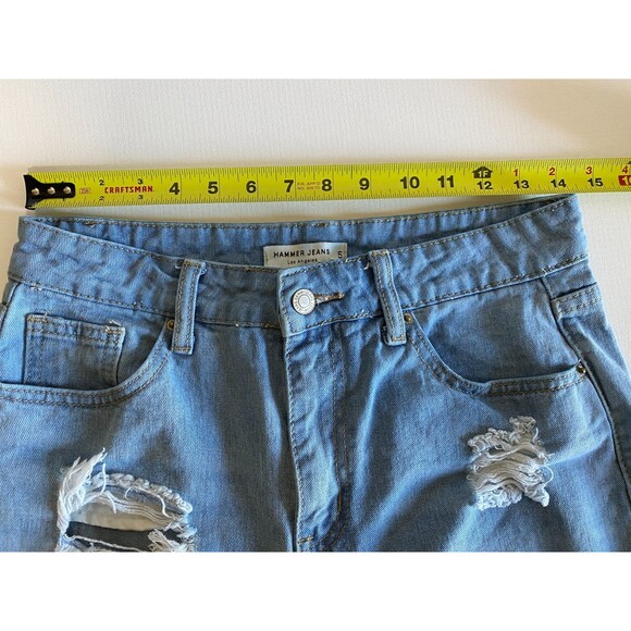 Hammer Los Angeles Womens Jeans 5 Blue High Rise Light Wash Distress Denim - Picture 5 of 9